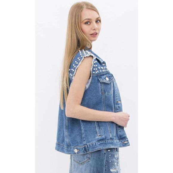 Vocal Lace Denim Vest Size M NWT - Picture 2 of 3